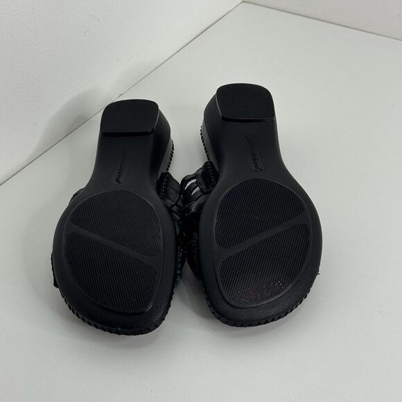 Auditions Black Leather Woven Strappy Cushioned Comfort Slip On Sandals Sz 9S - Picture 7 of 8